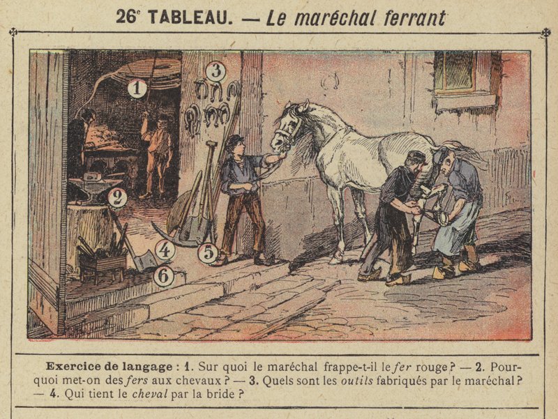 Le marechal ferrant (kolor lito) autorstwa Gustave Fraipont