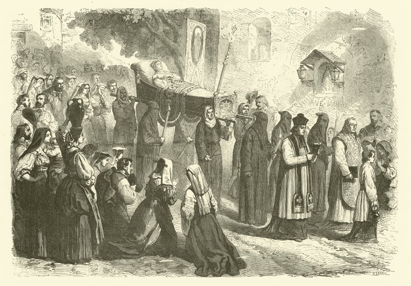 Kondukt żałobny młodej dziewczyny, Sparanise, Włochy (ryty) autorstwa Gustave Janet