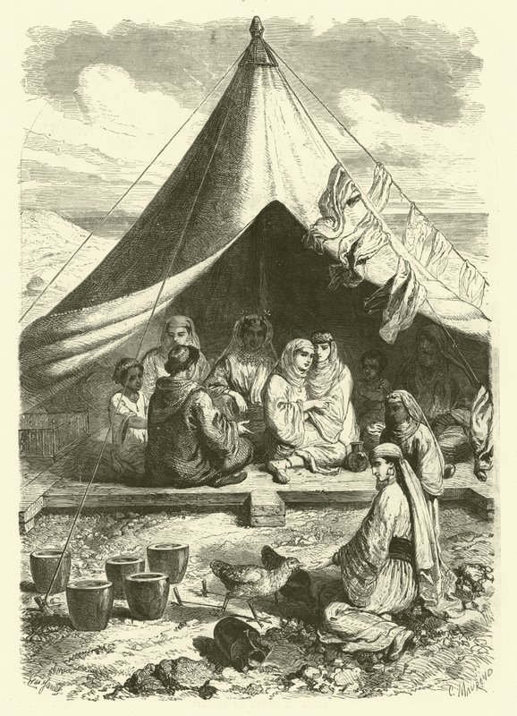 Marokańscy Żydzi w Gibraltarze, po ucieczce przed masakrami w Tetouan (rycina) autorstwa Gustave Janet