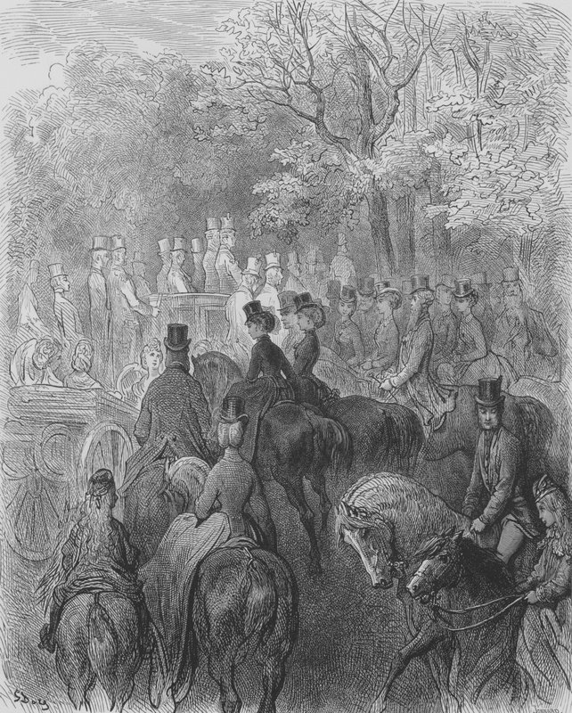 Hyde-Park, Equipages De Cavaliers autorstwa Gustave after Dore