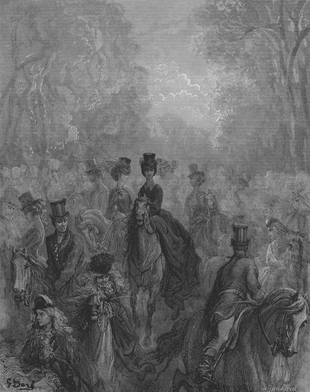 Hyde-Park, Ladys Mile, Promenade Des Dames autorstwa Gustave after Dore