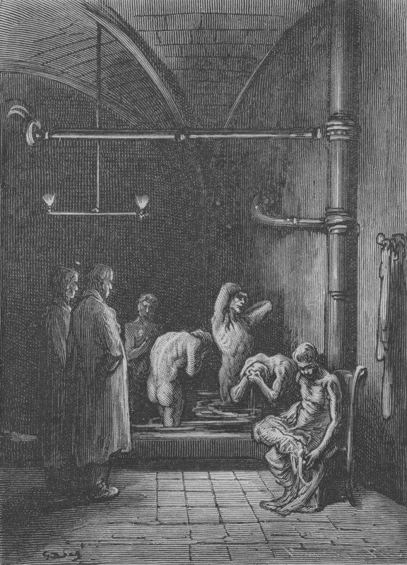 Toaleta w schronisku autorstwa Gustave after Dore