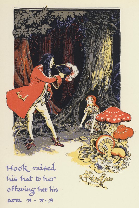Piotruś Pan i Wendy: Hak podniósł jej kapelusz, oferując jej ramię (kolor lito) autorstwa Gwynedd M. Hudson