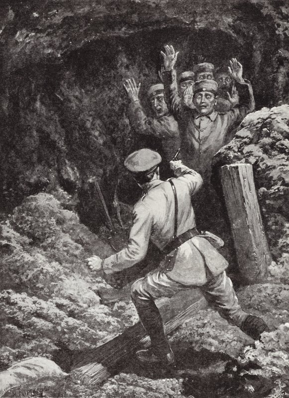 Porucznik Morland uwięził osiemnastu Niemców w kopalni w Givenchy we Francji, maj 1915 r. autorstwa H. Ripperger