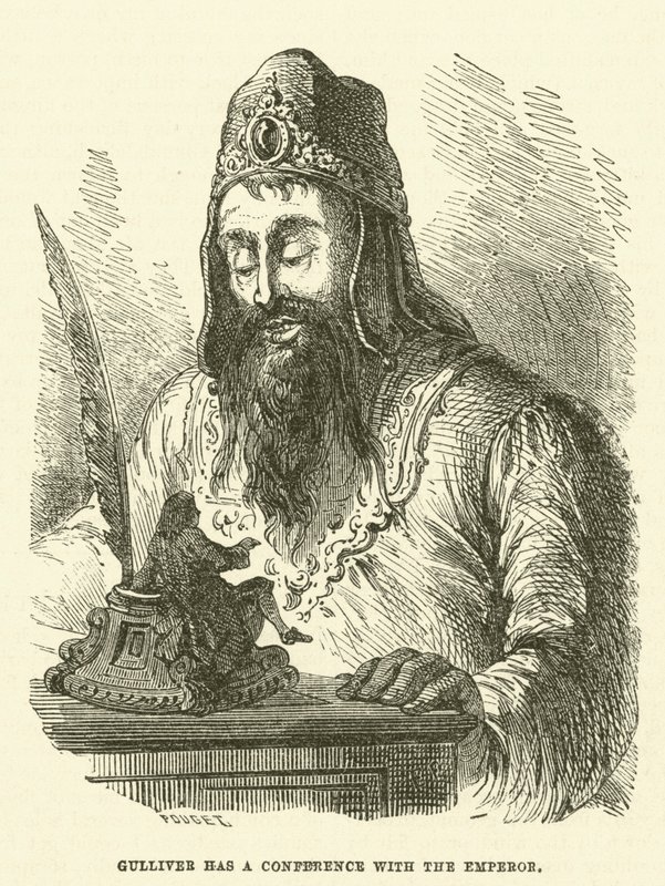 Guliwer ma konferencję z cesarzem (rycina) autorstwa after Hablot Knight Browne