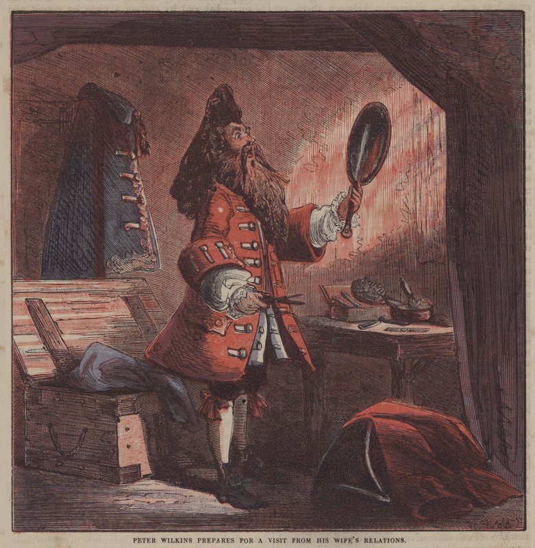 Peter Wilkins przygotowuje się do wizyty krewnych żony (kolor lito) autorstwa after Hablot Knight Browne