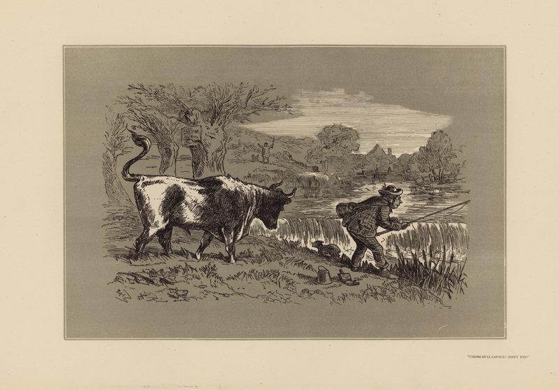 Szkice wędkarskie, nr 1, Spójrz za siebie (grawerunek) autorstwa Hablot Knight (1815 92) Browne