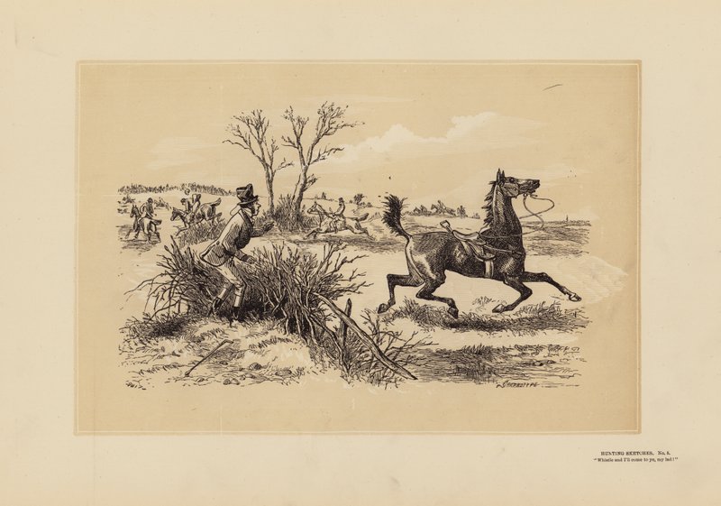 Szkice myśliwskie, nr 5, Gwizdek! (rycina) autorstwa Hablot Knight (1815 92) Browne