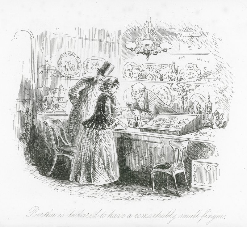 Londyńskie ulice: Bertha ma wyjątkowo mały palec (grawerunek) autorstwa Hablot Knight (1815 92) Browne