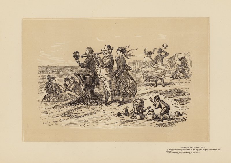 Szkice nadmorskie, nr 5, Tak bardzo zobowiązujące (rycina) autorstwa Hablot Knight (1815 92) Browne