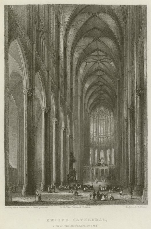 Katedra w Amiens, widok na nawę, patrząc na wschód autorstwa Hablot Knight Browne