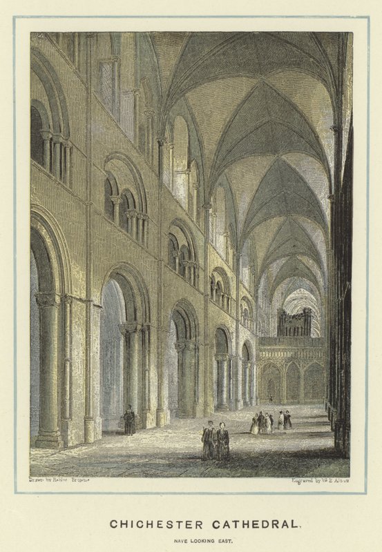 Katedra w Chichester, nawa główna od strony wschodniej autorstwa Hablot Knight Browne