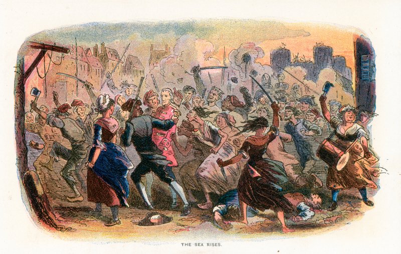 Ilustracja do opowieści o dwóch miastach autorstwa Hablot Knight Browne