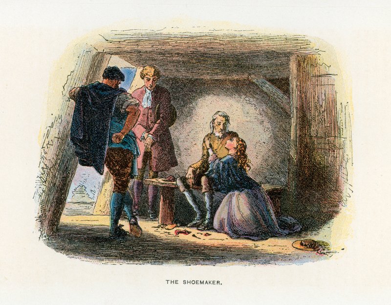 Ilustracja do opowieści o dwóch miastach autorstwa Hablot Knight Browne