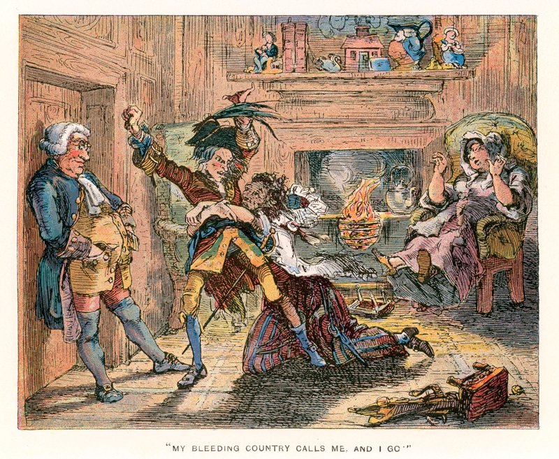 Ilustracja do Barnaby Rudge. autorstwa Hablot Knight Browne