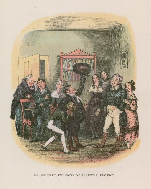 Ilustracja do Mikołaja Nickleby autorstwa Hablot Knight Browne