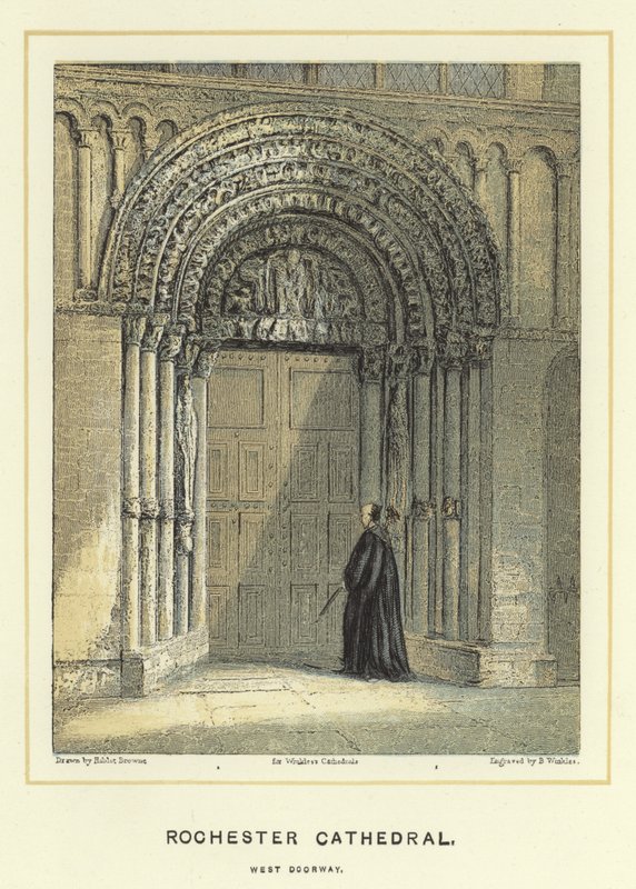 Katedra w Rochester, zachodnie wejście autorstwa Hablot Knight Browne