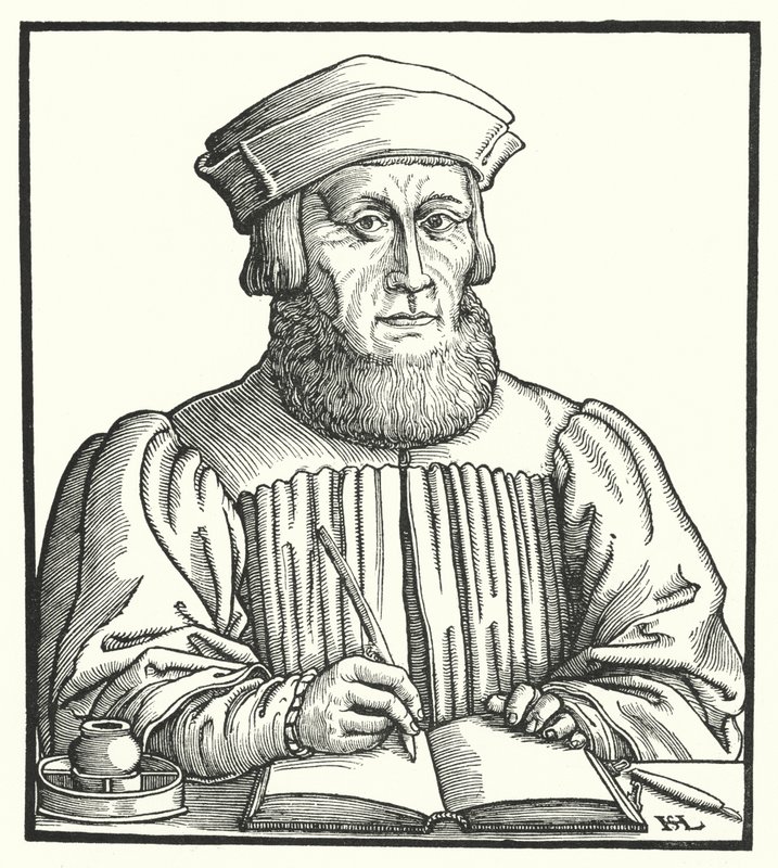 Johannes Aventinus, bawarski humanista renesansowy, historyk i filolog (rytownictwo) autorstwa Hanns Sebald Lautensack