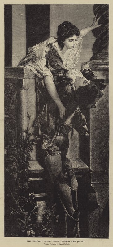 Scena balkonowa z Romea i Julii autorstwa Hans Makart