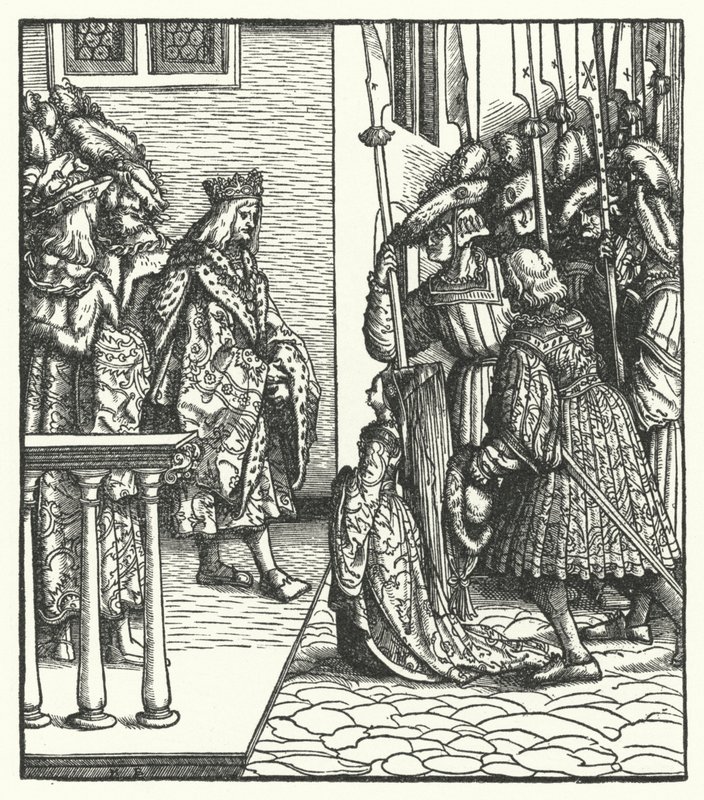 Małgorzata Austriacka, córka arcyksięcia Maksymiliana austriackiego, oddana pod opiekę króla Francji Ludwika XI autorstwa Hans (after) Burgkmair