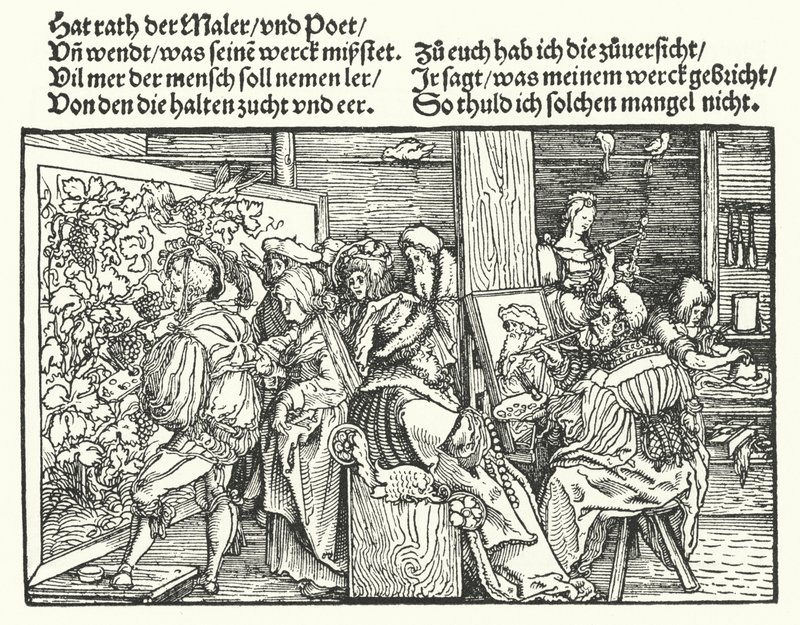 Malarze (grawerowanie) autorstwa Hans (after) Burgkmair