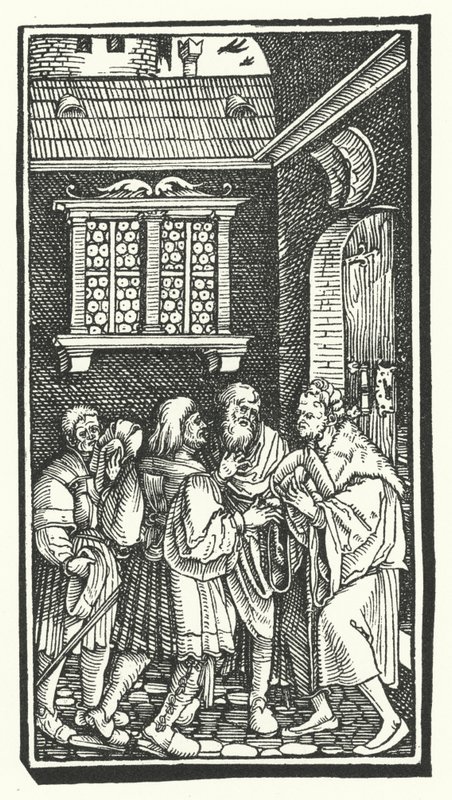 Drzeworyt z De Remediis Giantum Fortunae (Środki zaradcze na szczęście i wstręt) Petrarki (rycina) autorstwa Hans (after) Burgkmair