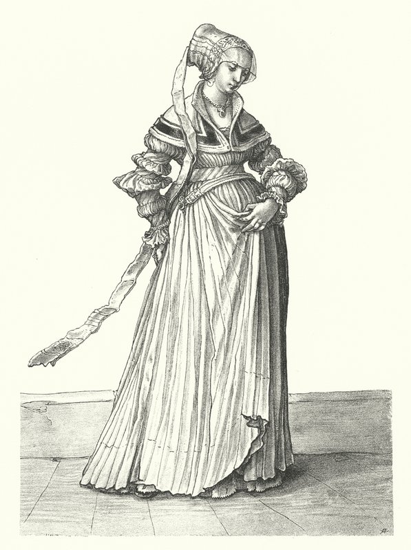Kostium kobiety z Bazylei (grafika) autorstwa Hans (after) Holbein the Younger
