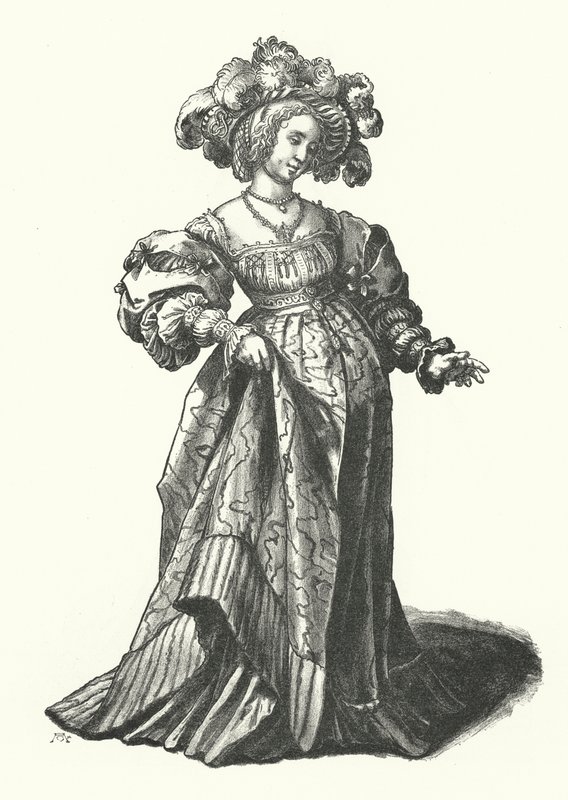Kostium kobiety z Bazylei (grafika) autorstwa Hans (after) Holbein the Younger