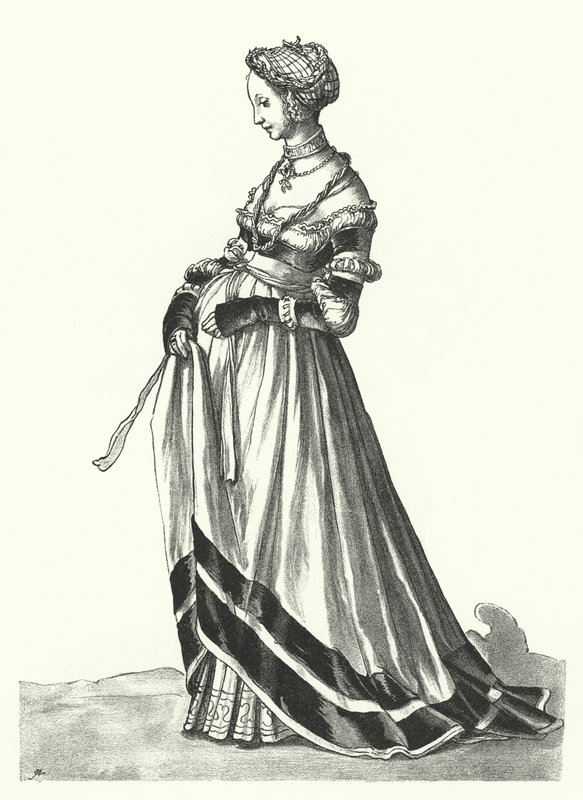 Kostium kobiety z Bazylei (grafika) autorstwa Hans (after) Holbein the Younger