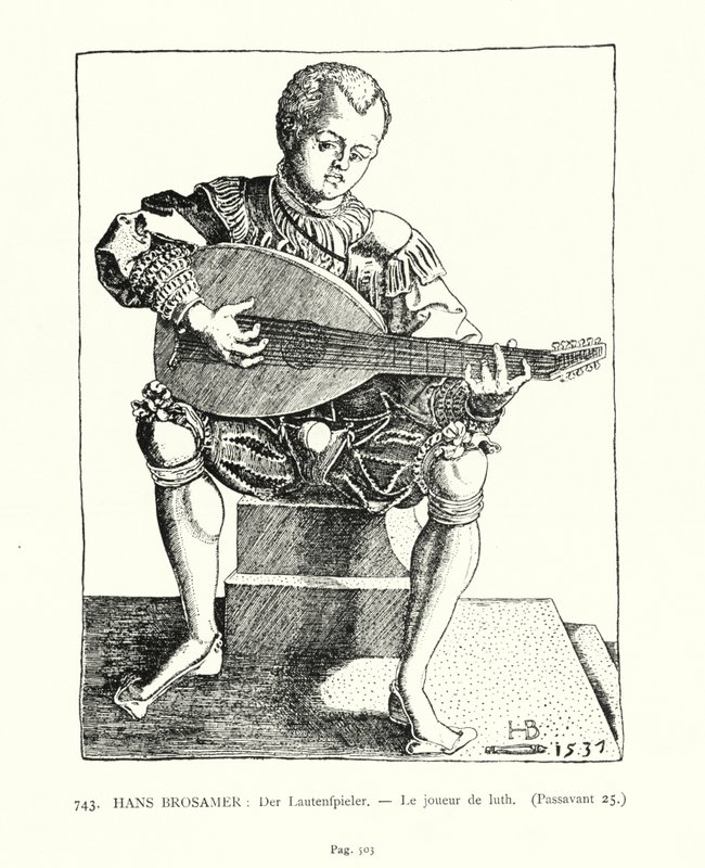 Lutniarz (grawerunek) autorstwa Hans Brosamer