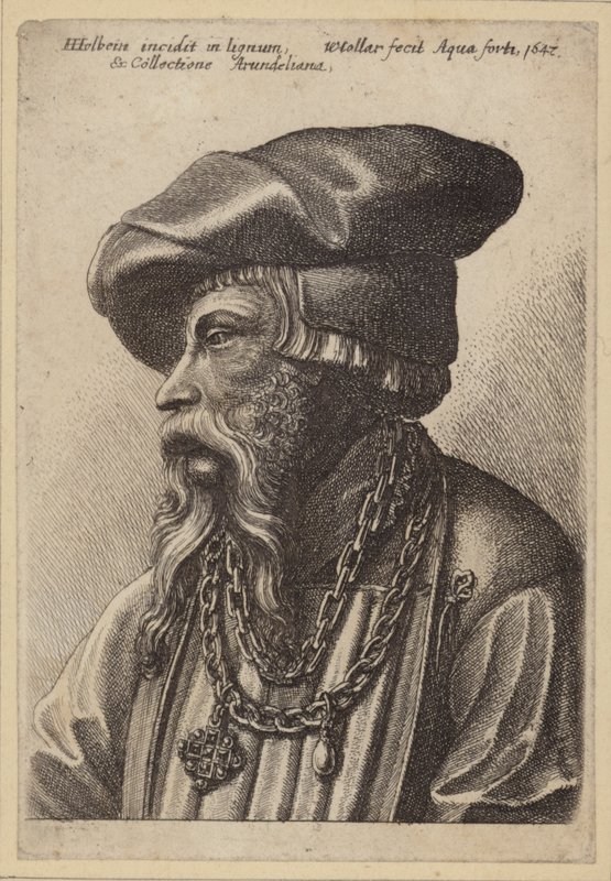 Brodaty mężczyzna z łańcuszkowym naszyjnikiem autorstwa Hans Holbein der Jüngere