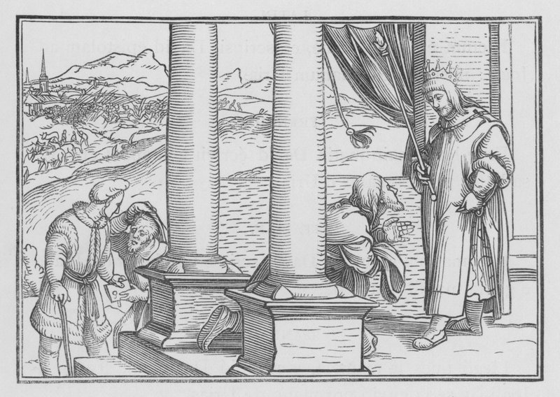 Nathan upomina Dawida przypowieścią, 2 Samuela XII, 7 autorstwa Hans Holbein der Jüngere