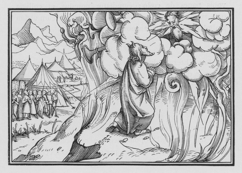 Straszna obecność Boga na Górze, Księga Wyjścia XIX, 18 autorstwa Hans Holbein der Jüngere