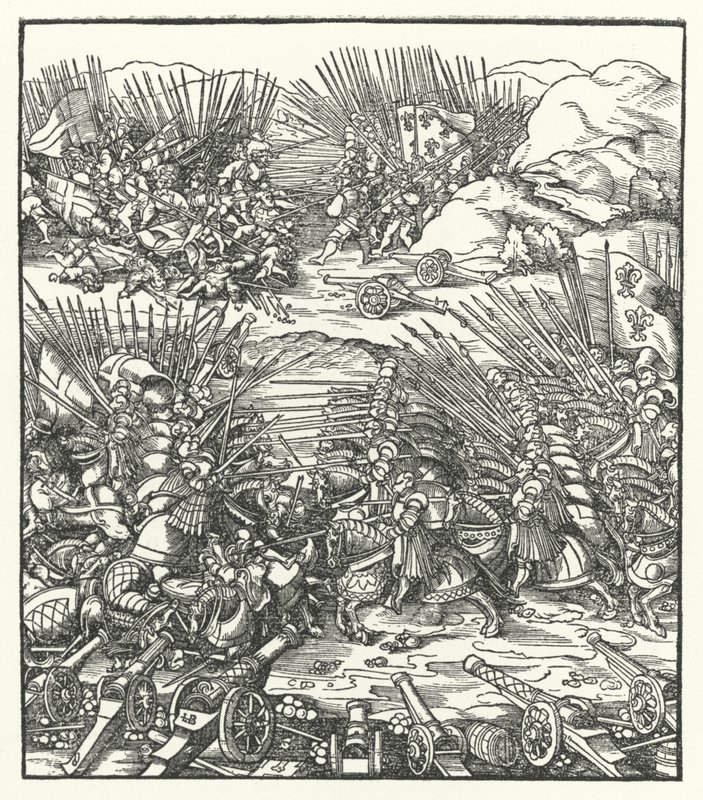 Bitwa między armiami francuskimi i weneckimi podczas wojny Ligi Cambrai, 1509 autorstwa Hans after Burgkmair