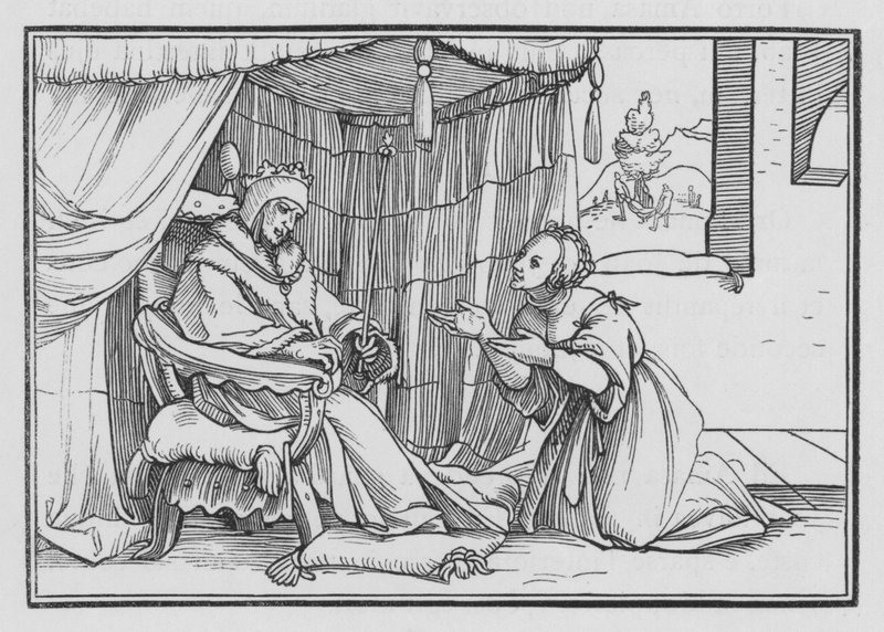 Abiszag Cherisheth Dawid, 1 królowie I, 3 autorstwa Hans after Holbein the Younger