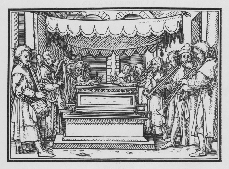 Dawid powołuje zespół śpiewaków i muzyki na chwałę Pana, 1 Kronik XVI, 4 autorstwa Hans after Holbein the Younger