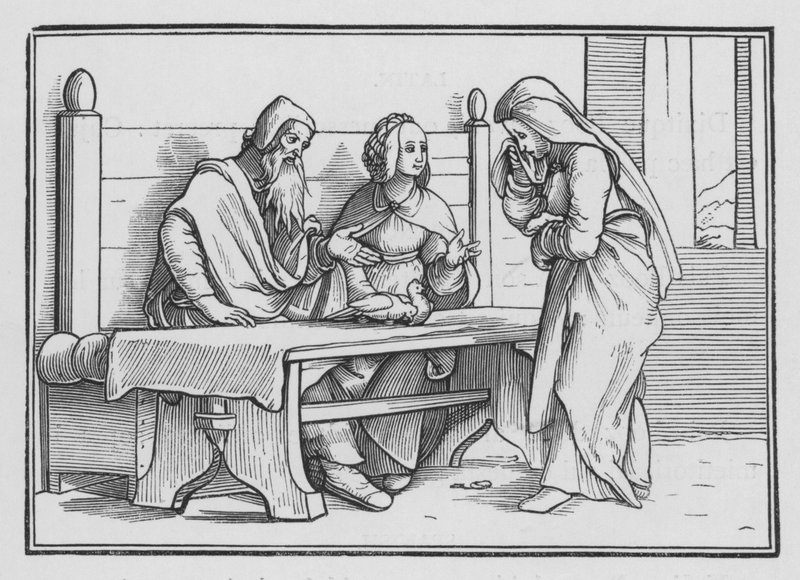 Hannah w żalu modli się o dziecko, 1 Samuela I, 10 autorstwa Hans after Holbein the Younger