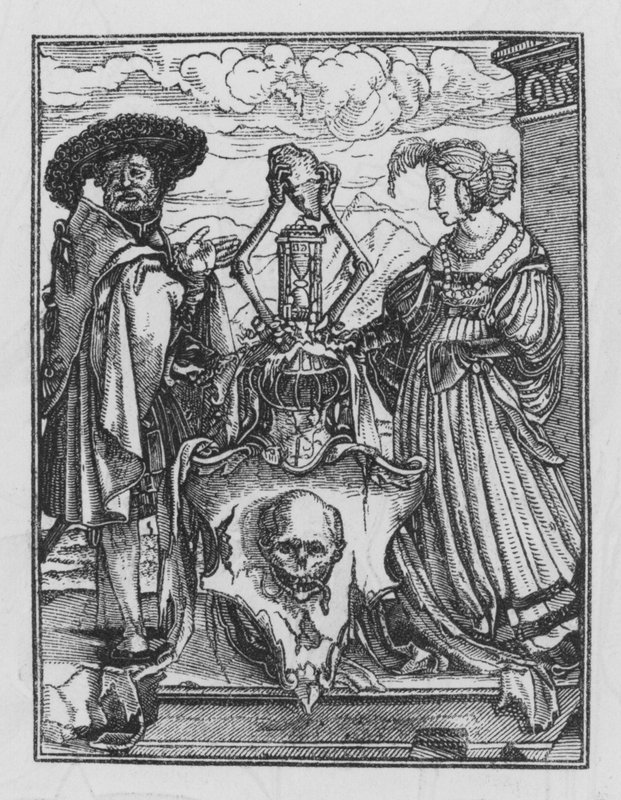 Taniec śmierci Holbeina: alegoryczna tarcza śmierci autorstwa Hans after Holbein the Younger