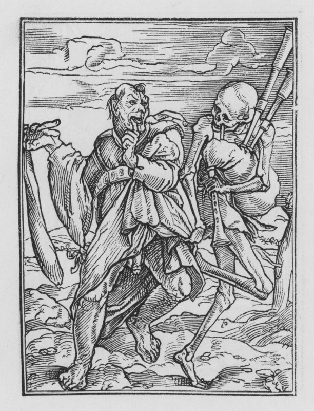 Taniec śmierci Holbeina: głupiec idiota autorstwa Hans after Holbein the Younger