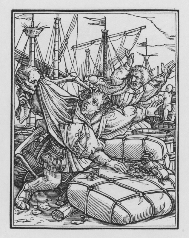 Taniec śmierci Holbeina: Kupiec autorstwa Hans after Holbein the Younger