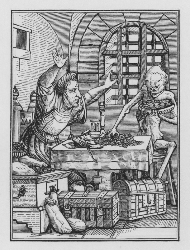 Taniec śmierci Holbeina: Skąpiec autorstwa Hans after Holbein the Younger