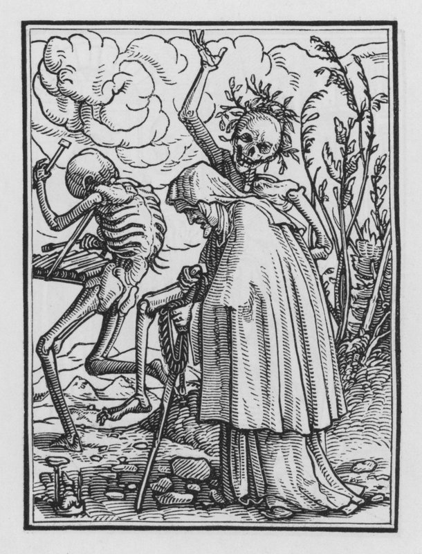 Taniec śmierci Holbeina: Stara kobieta autorstwa Hans after Holbein the Younger