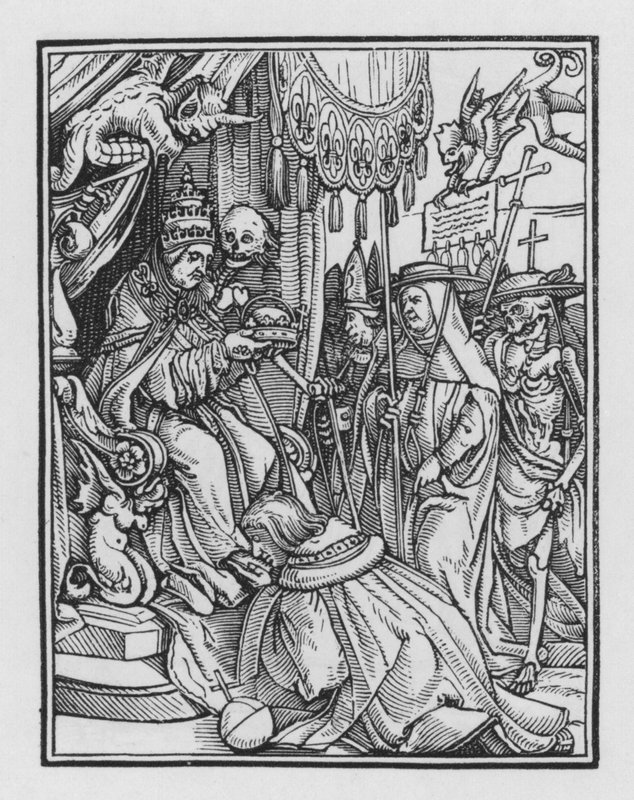 Taniec śmierci Holbeina: Papież autorstwa Hans after Holbein the Younger