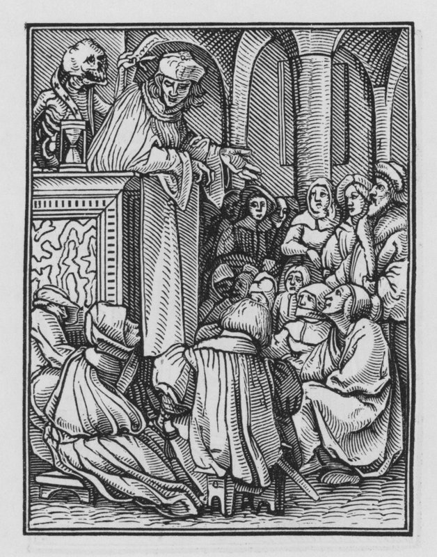 Taniec śmierci Holbeina: Kaznodzieja autorstwa Hans after Holbein the Younger