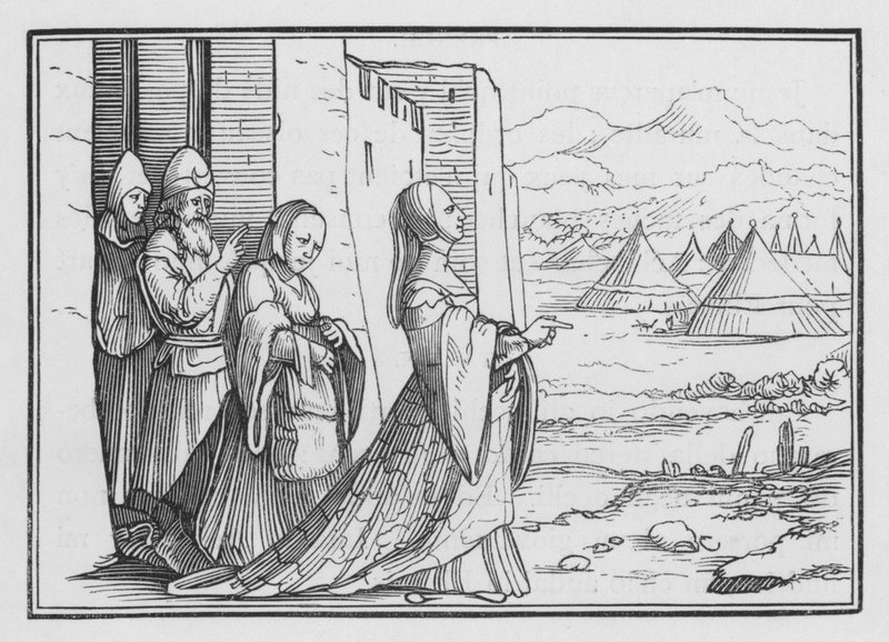 Judith i jej służąca idą do obozu asyryjskiego, Judith X, 6 autorstwa Hans after Holbein the Younger