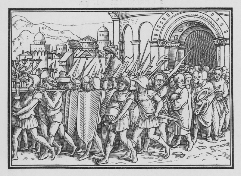 Sziszak psuje Jerozolimę, 2 Księgi Kronik XII, 9 autorstwa Hans after Holbein the Younger