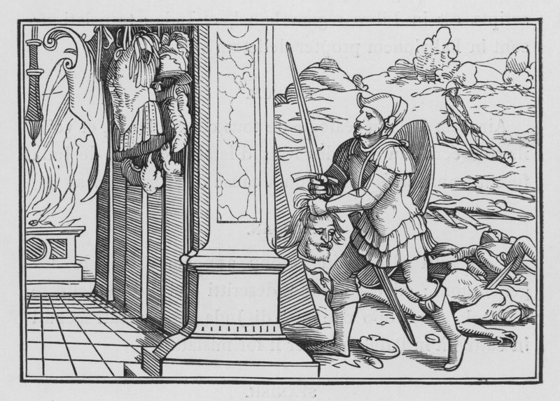 Obalenie i śmierć Saula, 1 Księga Kronik X, 10 autorstwa Hans after Holbein the Younger