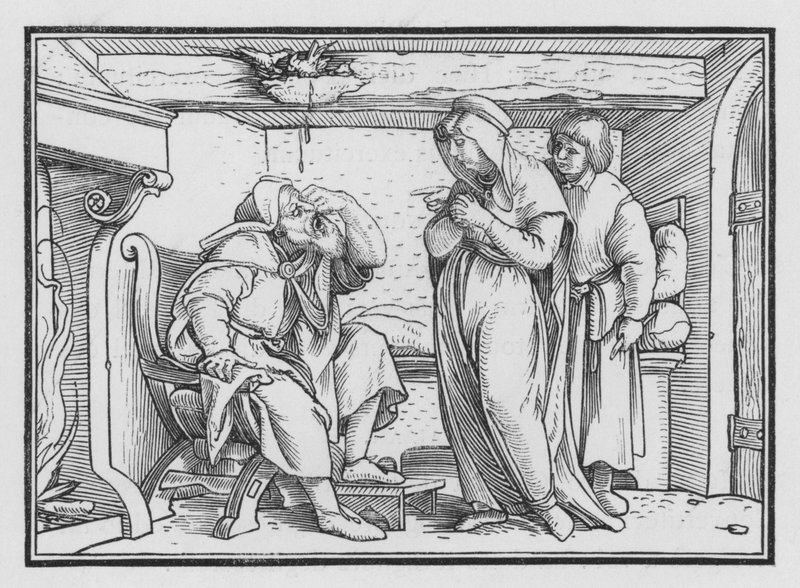 Tobit staje się ślepy, Tobit II, 10 autorstwa Hans after Holbein the Younger