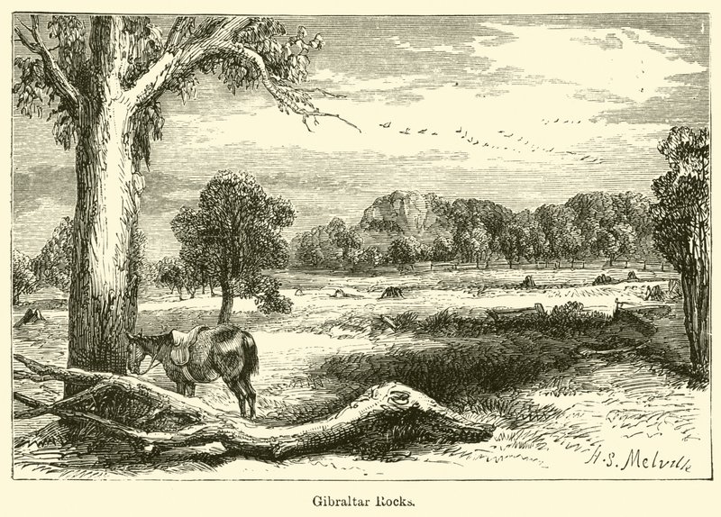 Skały Gibraltaru (grawerowanie) autorstwa Harden Sidney (after) Melville