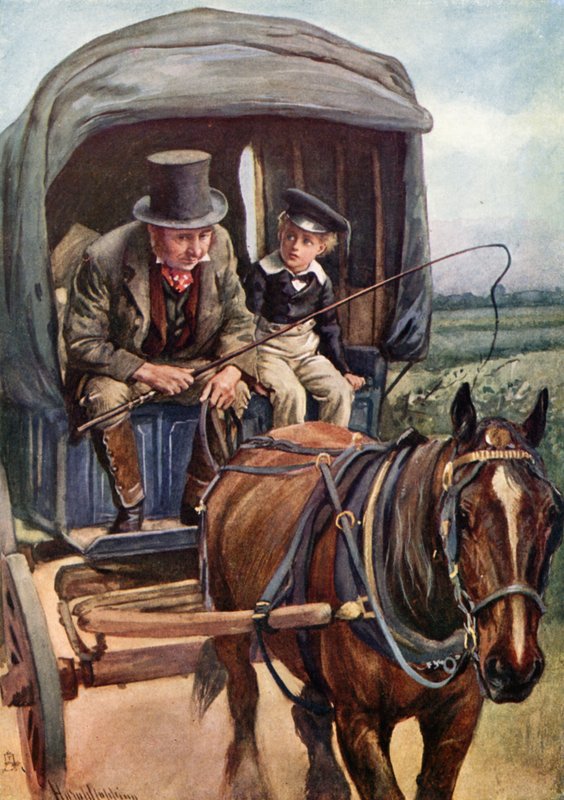 Barkis wiezie Davida do Yarmouth autorstwa Harold Copping